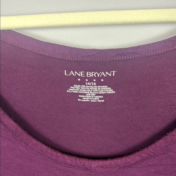 Lane Bryant Casual Purple Floral Back Detail Short Sleeve Top Size 14/16 - Picture 3 of 9